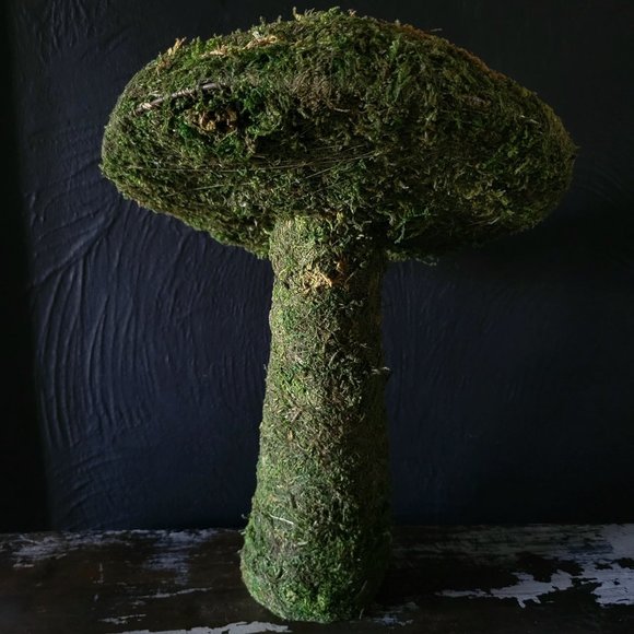 Large Faux Mushroom Covered in Moss, Fake Mushroom - Picture 3 of 3